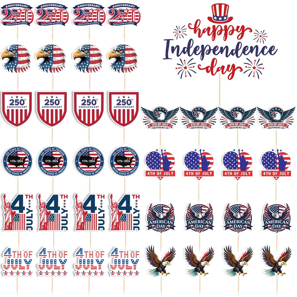 Photo 1 of Sleyberoy 41pc Patriotic 4th of July Cake Toppers