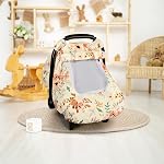 TANOFAR Windproof Baby Car Seat Cover, 3D Mink Dot Infant Car Seat Canopy with Breathable Mesh Window, Baby Carrier Cover for All Seasons, Easy Access Carseat Carrie Snug Fit Stroller, Autumn