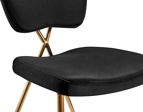 Miniatura 5 de Chic Home Chrissy - Silla auxiliar de comedor tapizada de terciopelo, medio respaldo y asiento, patas de metal de latón macizo (juego de 2),