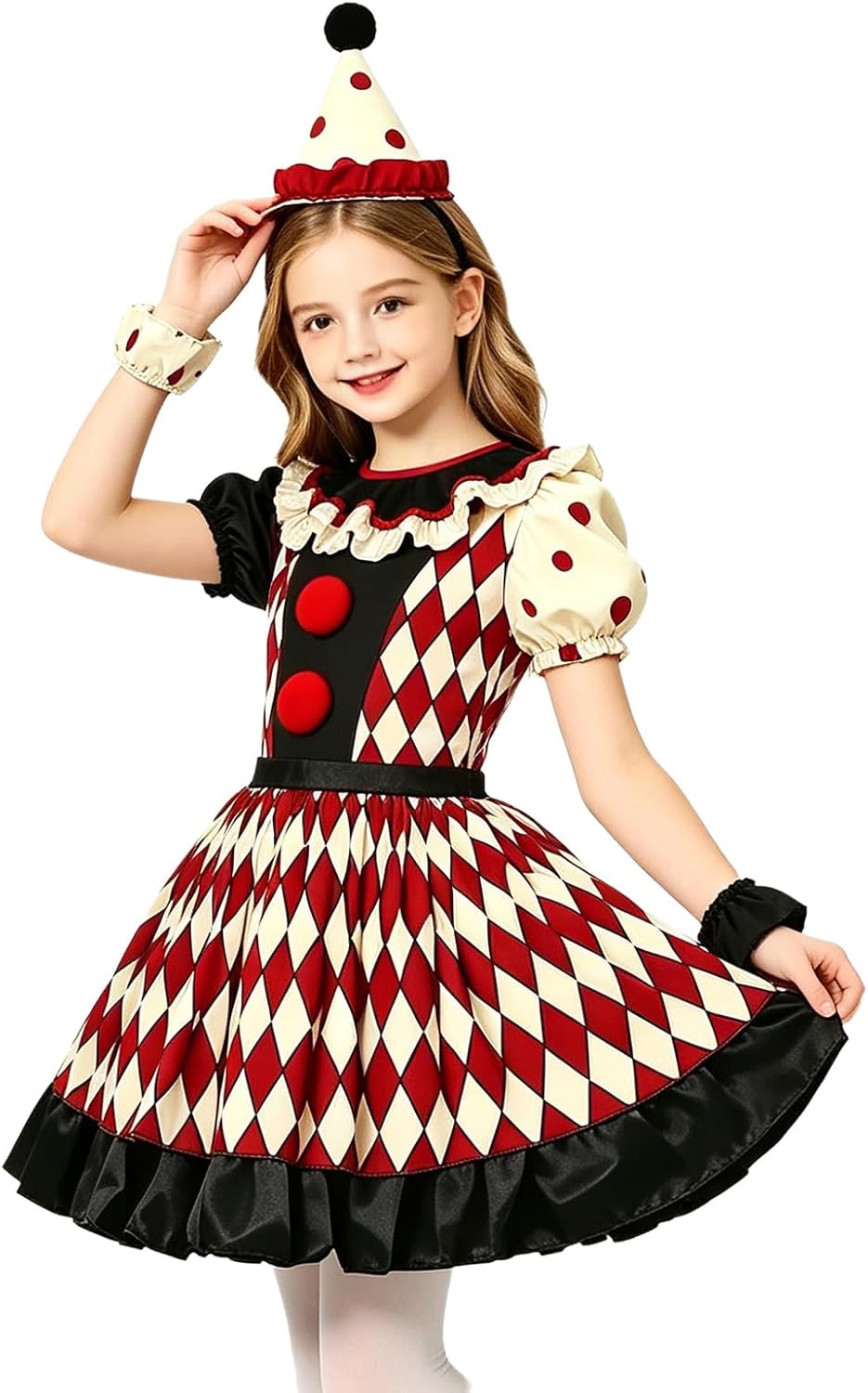 Girls Gathering Stage Dance Clown Dress Annual Gathering | Perfect for Multiple Occasions,Includes Fun Accessories,Holiday Outfit,Event Outfit,Teen Activity,Horror Activity