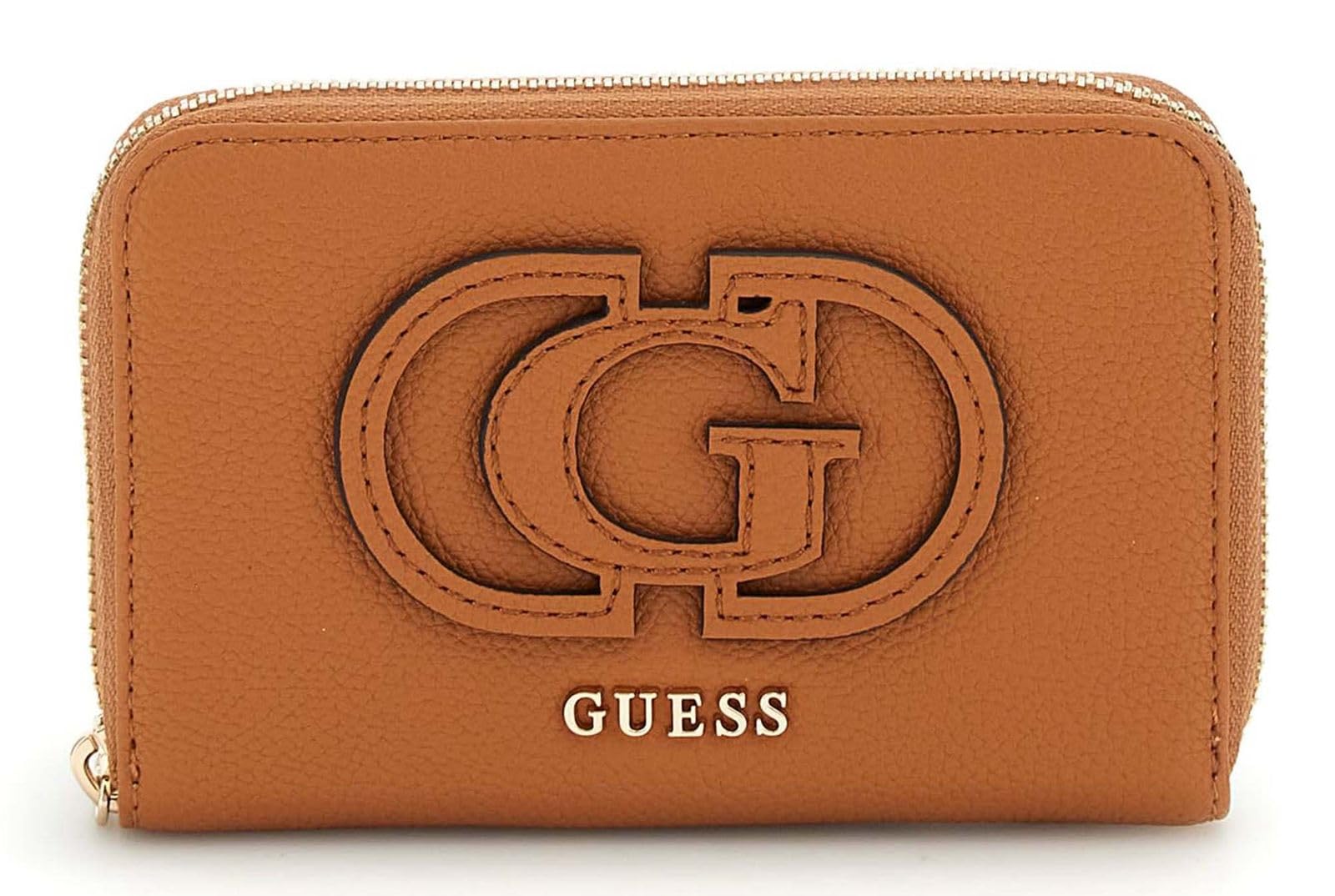 Portefeuille GUESS Calebra Cognac : rangez vos cartes en sécurité avec ce zip compact - 4