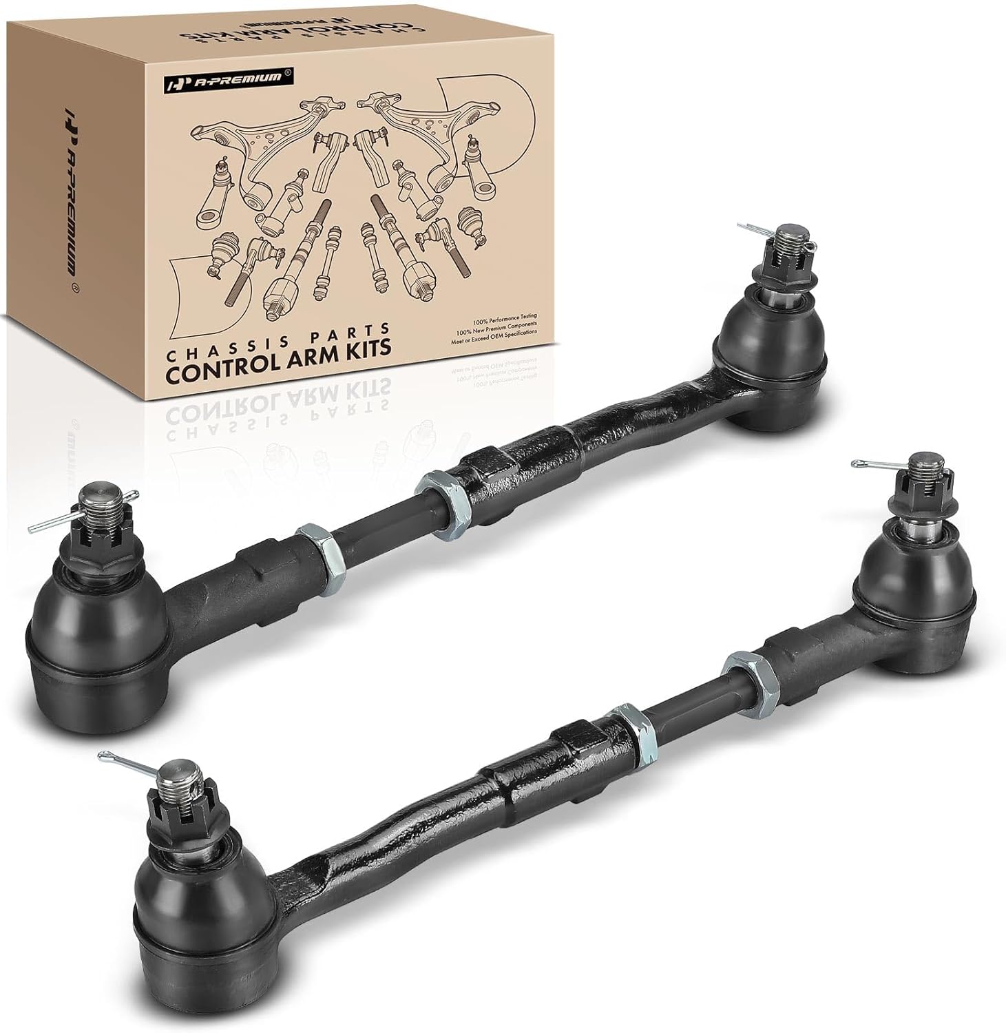 A-Premium 2 x Front Inner & Outer Tie Rod End Assemblies, Compatible with Nissan NV1500 2012-2021, NV2500 2012-2021, NV3500 2012-2021, TITAN XD 2016-2021