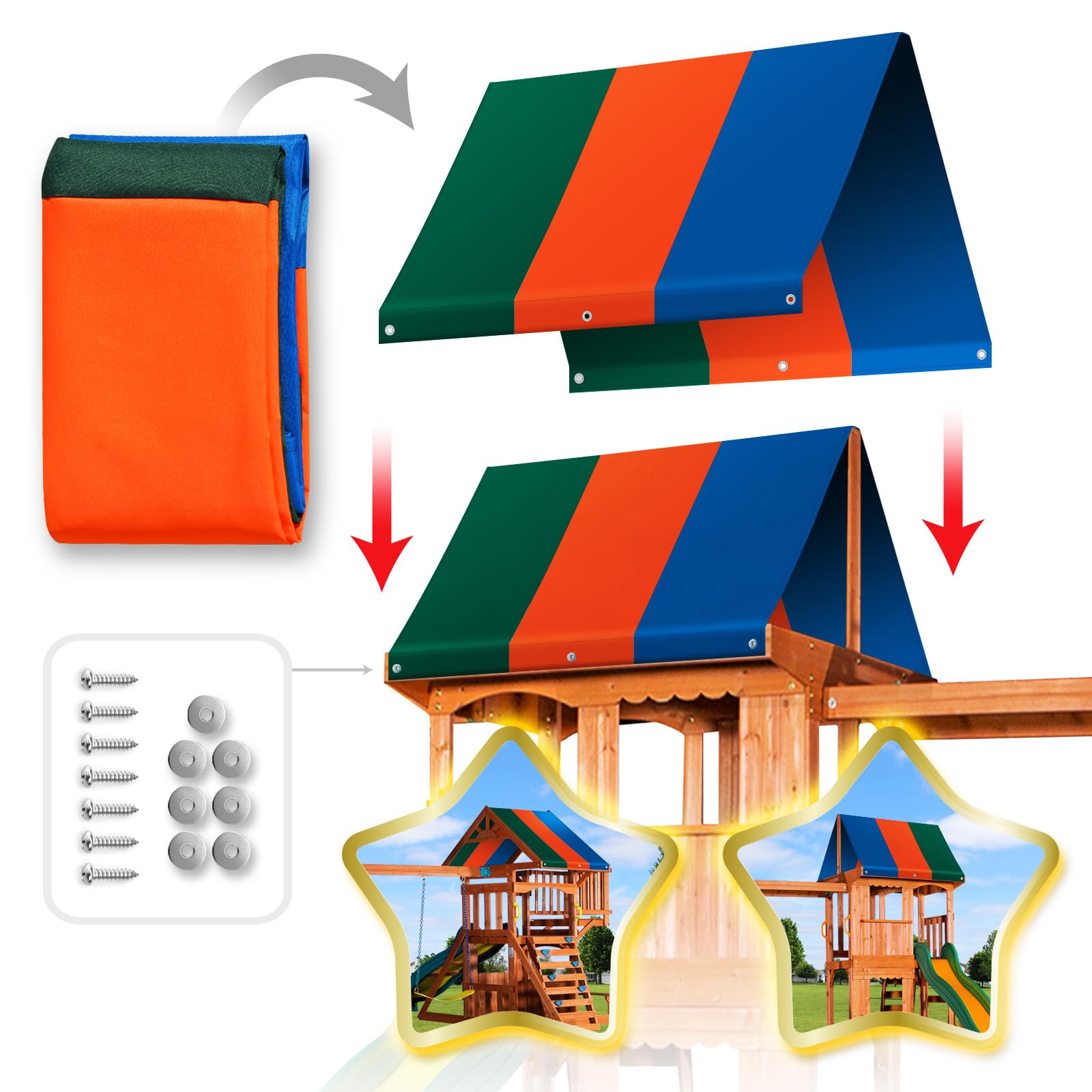 BenefitUSA Replacement Canopy Cover for Backyard Wood Playset Swing Set (52