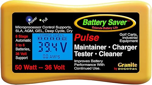 Miniatura 2 de Battery Saver Cargador de pulsos, mantenedor y probador de alta calidad de 36 voltios y 50 W (Gen. 3), amarillo, negro (2365L-36-G3)