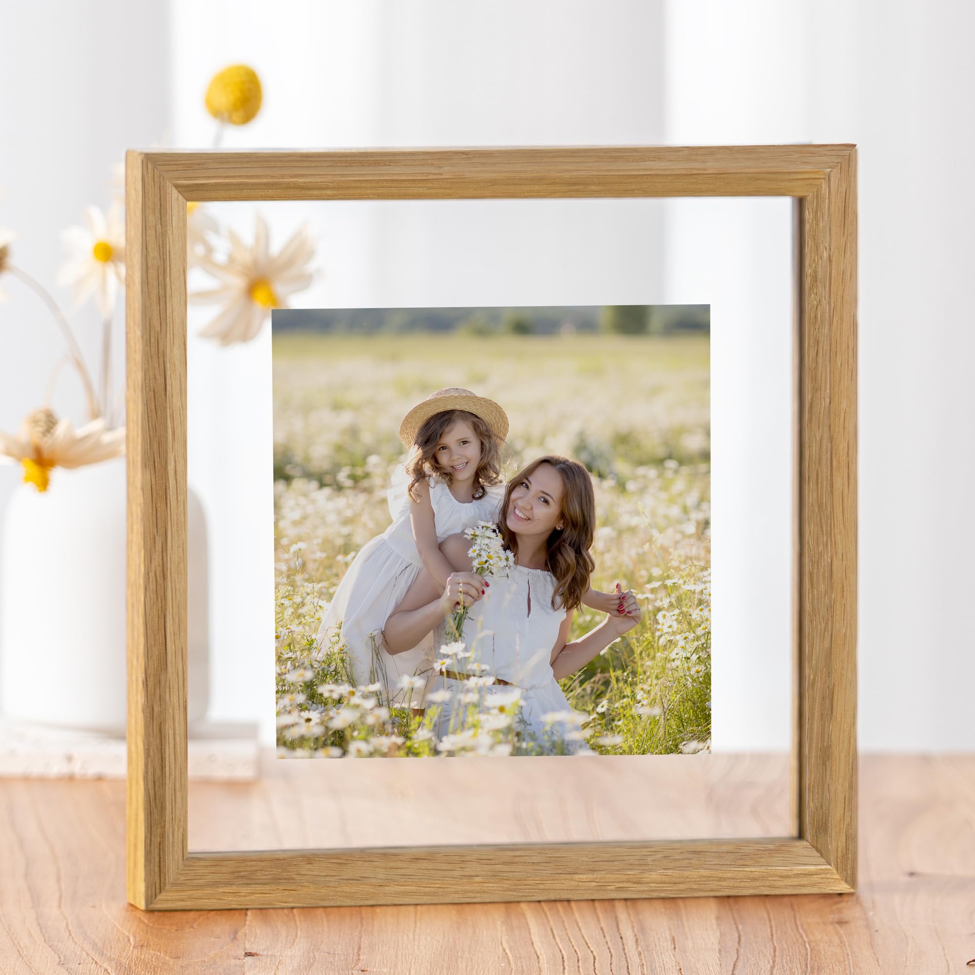 Amazon.com - Axeman 8x8 Floating Picture Frame - Solid Oak Wood