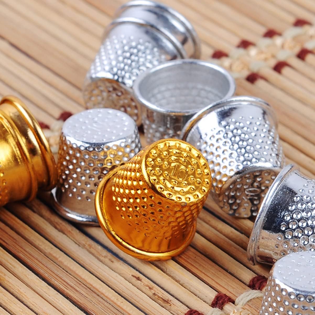 Holibanna 50pcs Silver Sewing Thimbles Adjustable Size Finger Protectors for DIY Crafts Home Sewing and Quilting Supplies