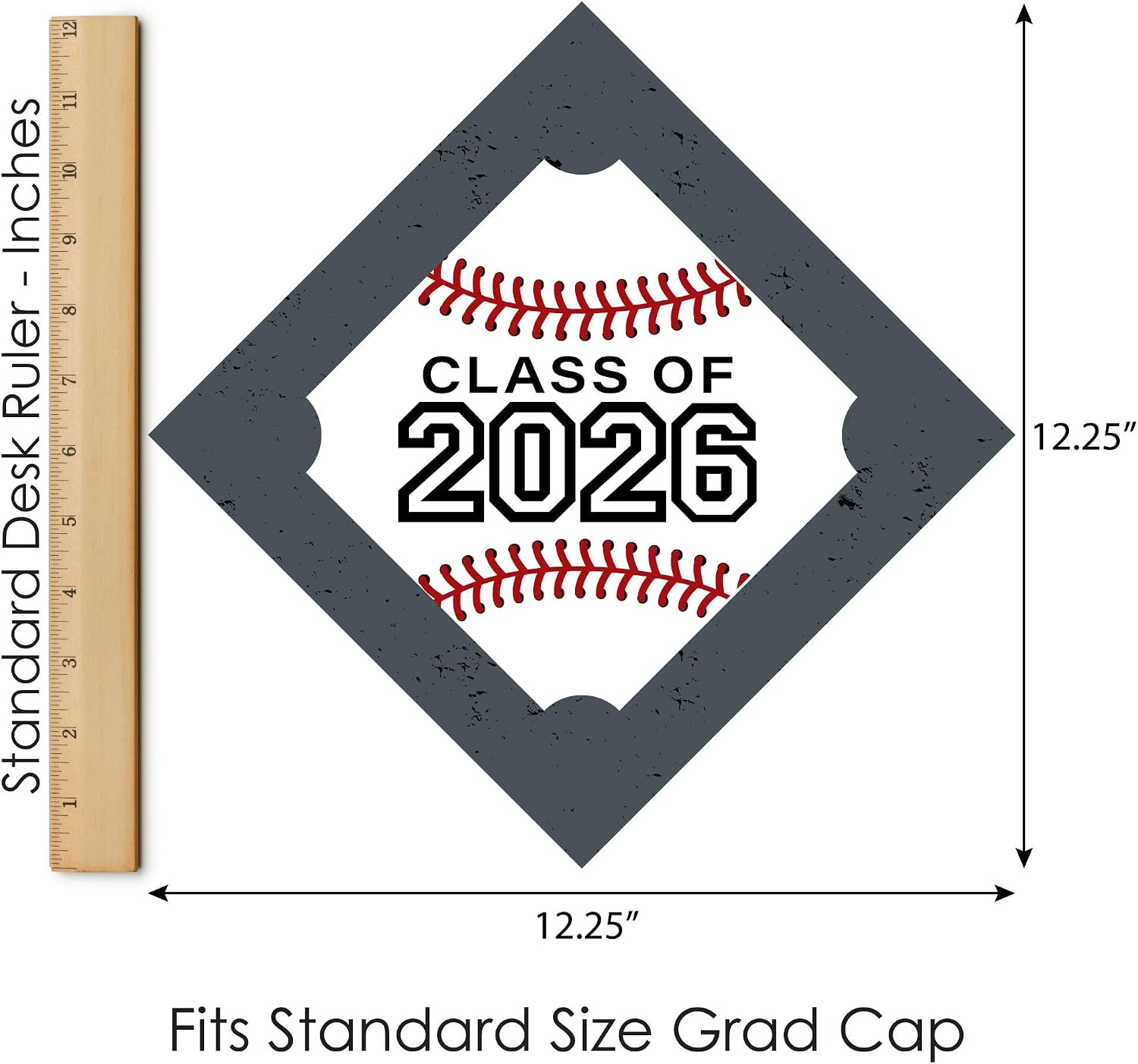 Big Dot of Happiness Grad Baseball - 2026 Graduation Cap Decorations Kit - Grad Cap Cover