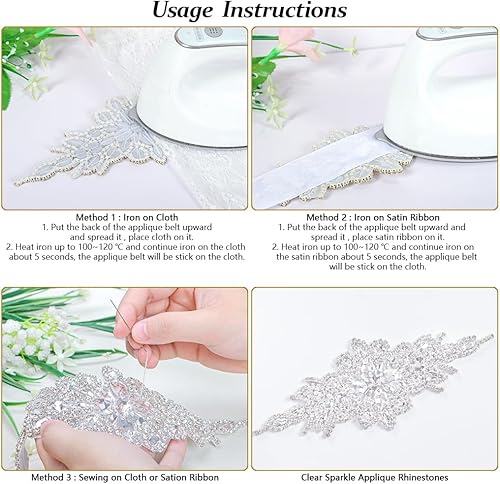 Vista 28 de DUOBAO Rhinestone Pearl Bead Applique Iridescent Rhinestones Appliques for Dresses Vintage Crystal Bridal Sash Wedding Dress Belt