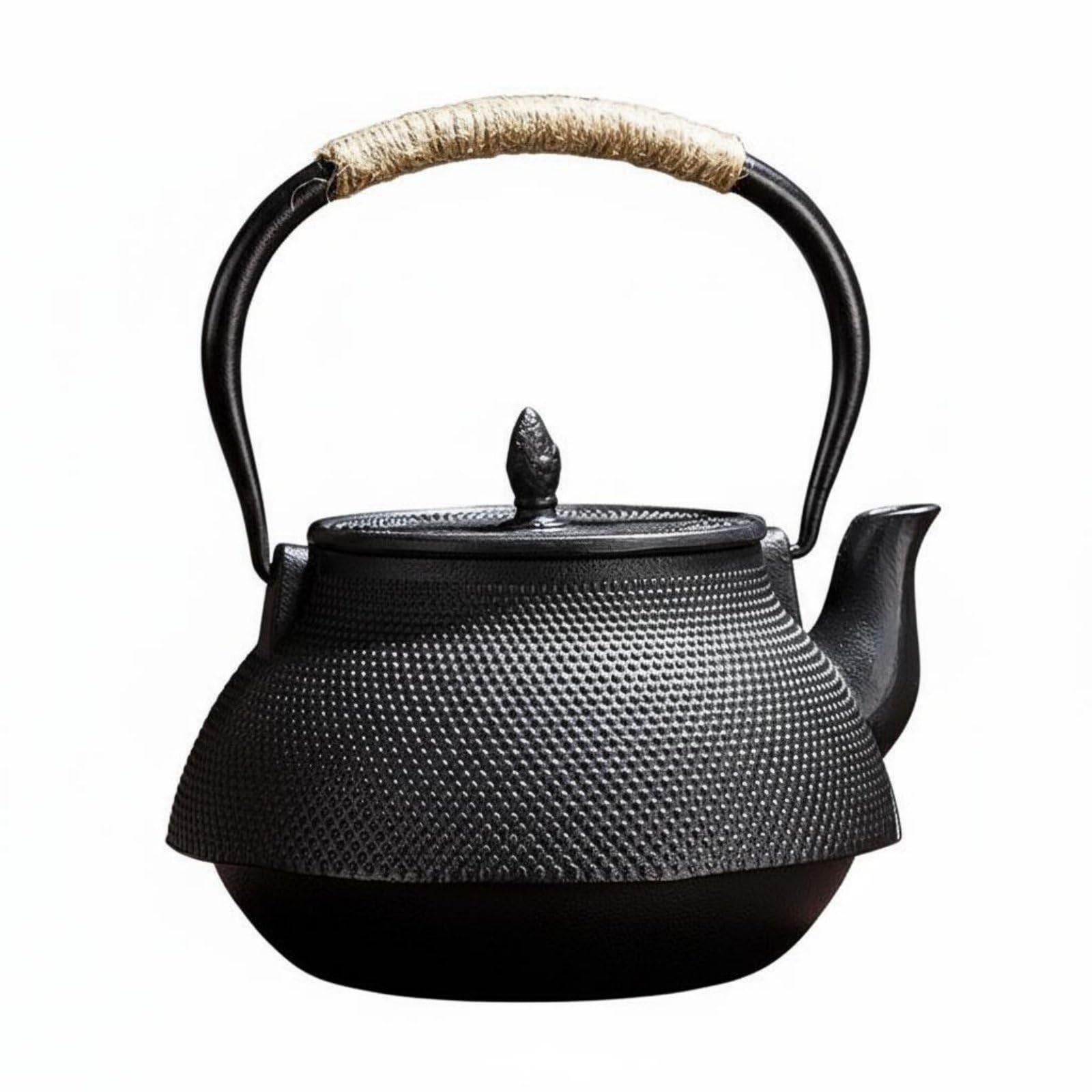 kowaku Tetera de Hierro Fundido Tetera Japonesa Hervidor de Té Caldera para Agua Construcción Robusta Que Distribuye el de, Array, Negro, Tradicional Con Textura De Gránulos, 2.2L