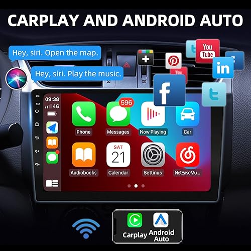 Miniatura 2 de Estéreo de coche doble DIN de 10 pulgadas, pantalla Apple CarPlay, 2G+32G, pantalla Bluetooth Android Auto con cámara de respaldo, pantalla táctil,