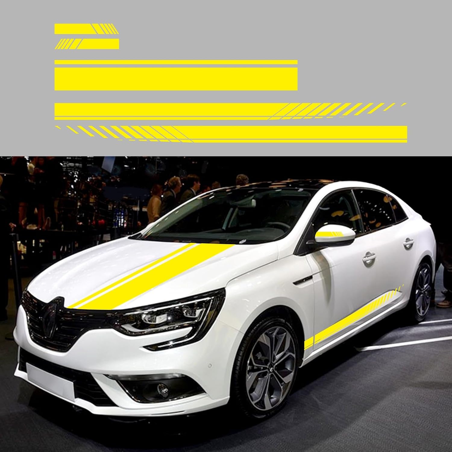 Racing Stripe Car Sticker for car SUV Truck Pickup Hood Sticker, Side Mirror Door Decal Waterproof Universal Style Stripe Vinyl Decal Accessories 5PCS (Black)