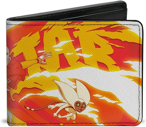 Cartera Bifold PU Avatar el Último Maestro Aang y Momo Pose Rojos Amarillos, Avatar el último maestro aéreo