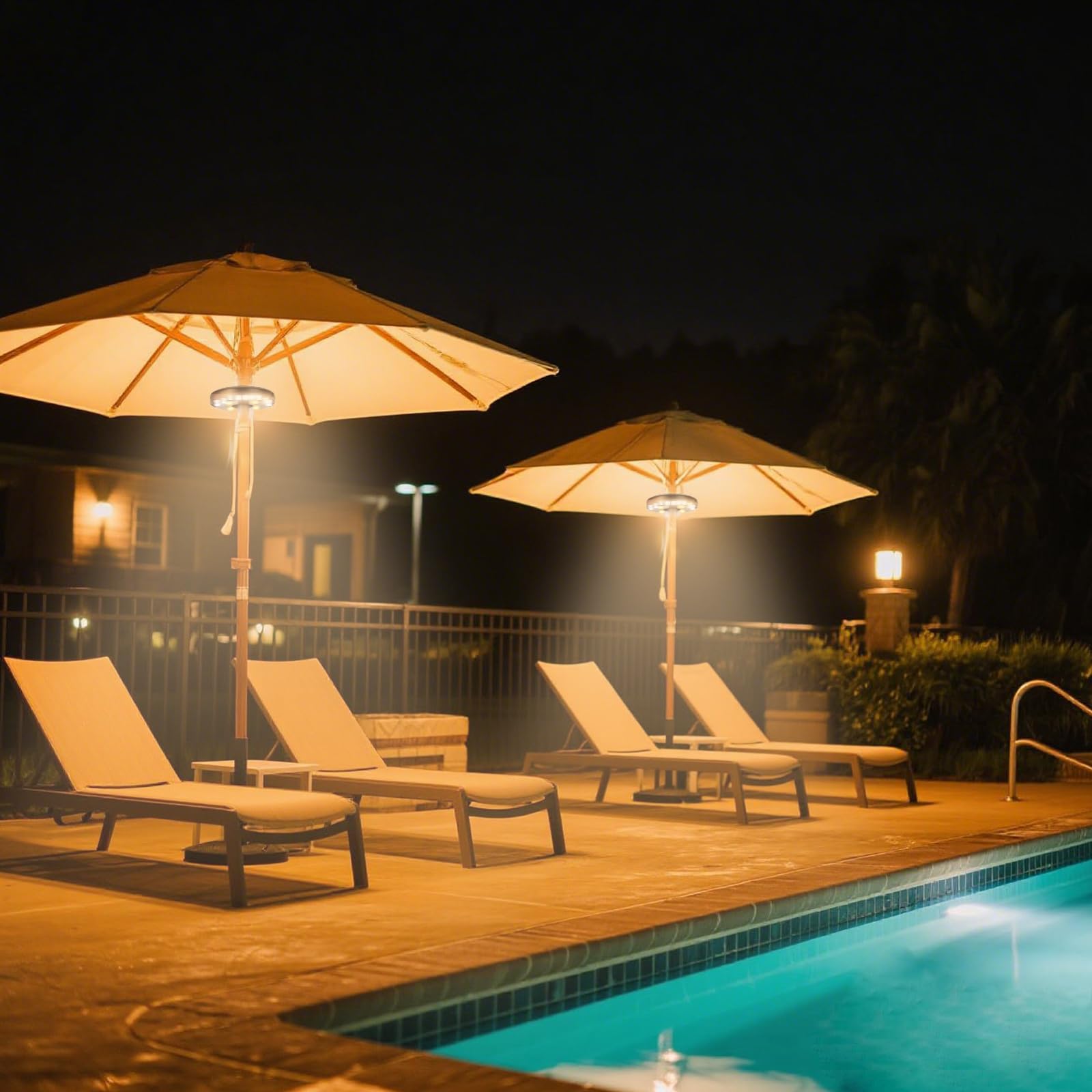 LATME Luz para sombrilla de patio, luz recargable, 3 modos de iluminación, sin cable, accesorios de piscina y decoración de patio trasero