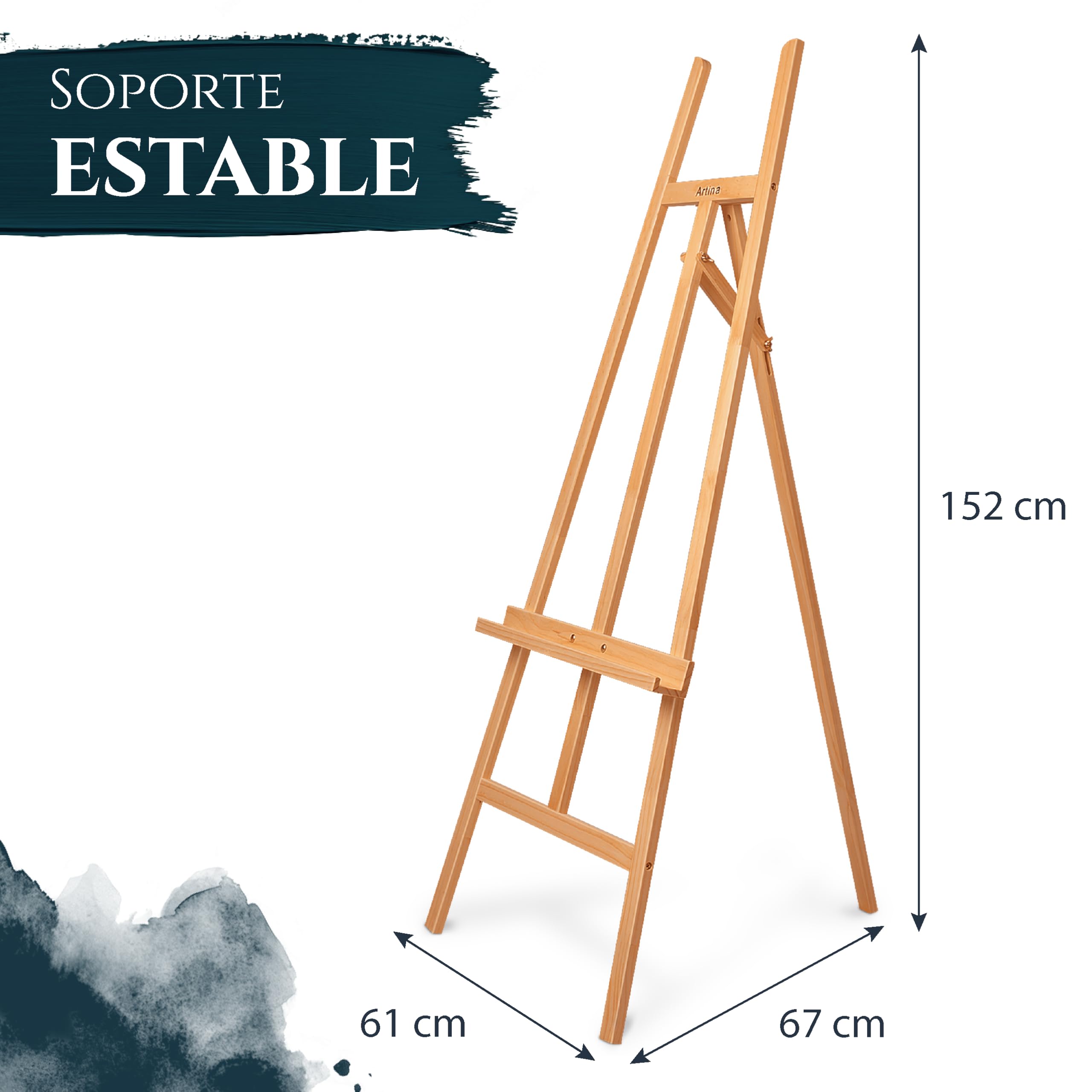 Artina Caballete de Pintura madera de haya maciza para lienzos hasta 120cm | para todas las técnicas y artistas plegable bastidor suelo atril Sevilla