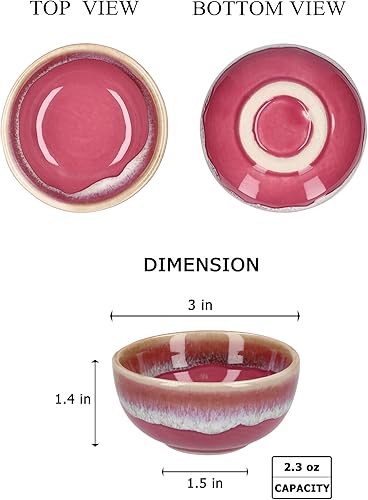 Miniatura 3 de Plato de cerámica para salsa de soja, cuencos pequeños, 3 pulgadas, juego de 4 (rosa pastel)