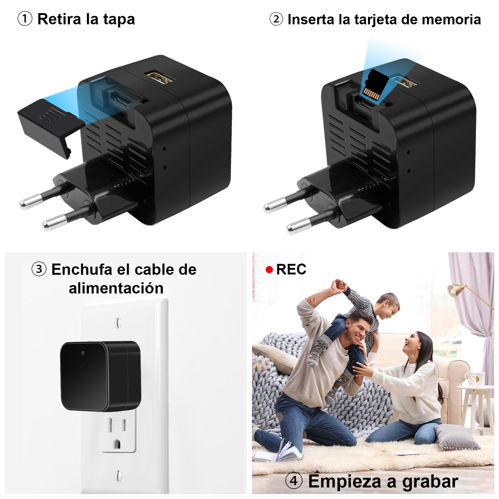 Cámara Espía Oculta WiFi 2,4/5G, Minicámara Espía HD 1080p | Microcámara Espía con Detección de Movimiento, grabación en bucle y Visualización Remota