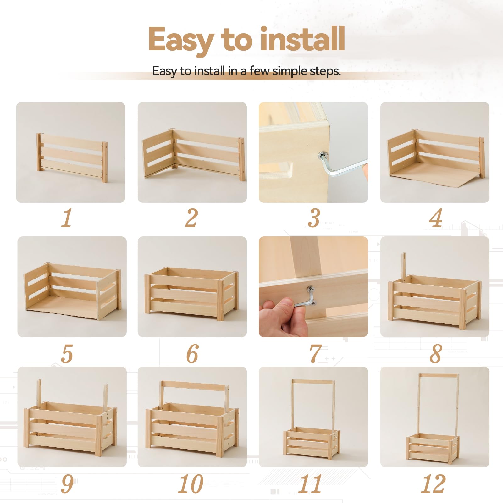 Cesta de regalo de madera para bebé (combo de animales arbustos)