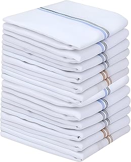 GRAFFY Men's Cotton Handkerchief - Pack of 10 Soft &amp; Durable Hankies for Men | White Handkerchief with Color Border | Pure...