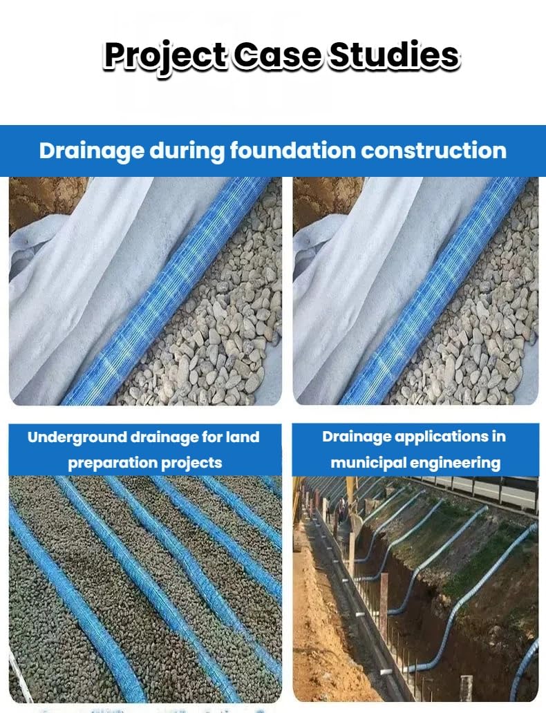 Conductos de evacuación para jardín, manguito perforado adaptable, tubo francés de desagüe para patios de obra y canalización de agua subterránea(100 mm,11 meters/36.1 ft)