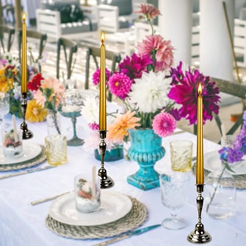 Miniatura 4 de Wrcevtor Juego de 4 velas cónicas de 10 pulgadas, 7.5 horas de combustión limpia, sin perfume, para bodas, fiestas, decoración del hogar y ocasiones