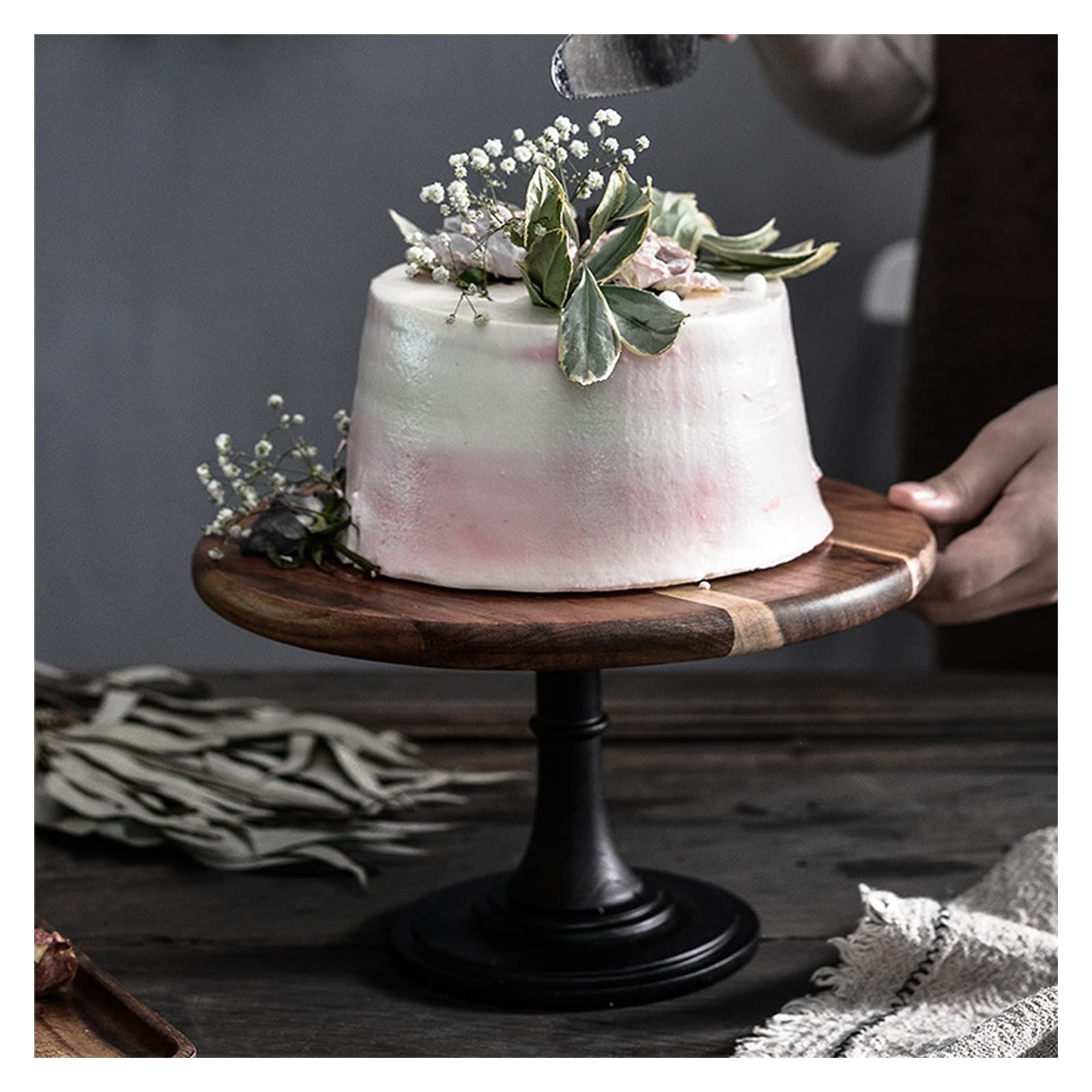 SUNESA Présentoir à Gâteau Support de Plateau de gâteau de Jambe Haute en Bois, Plateau d'accessoires, présentoir de Dessert de Dessert, Plate-Forme de gâteau en Bois Stand de Gâteaux (Size : L)