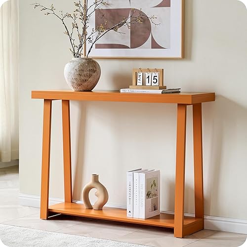 Vista 12 de Kings Brand Furniture Emma Mesa consola estrecha con estante inferior perfecta para mesa de sofá, mesa de entrada para pasillo, detrás del sofá