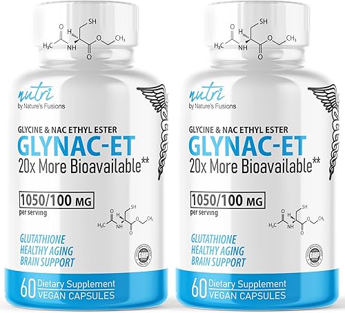 Nature's Fusions GlyNAC-ET Suplemento NAC N-acetil cisteína etílico éster - 20 veces más biodisponible - Suplemento antienvejecimiento de glicina y