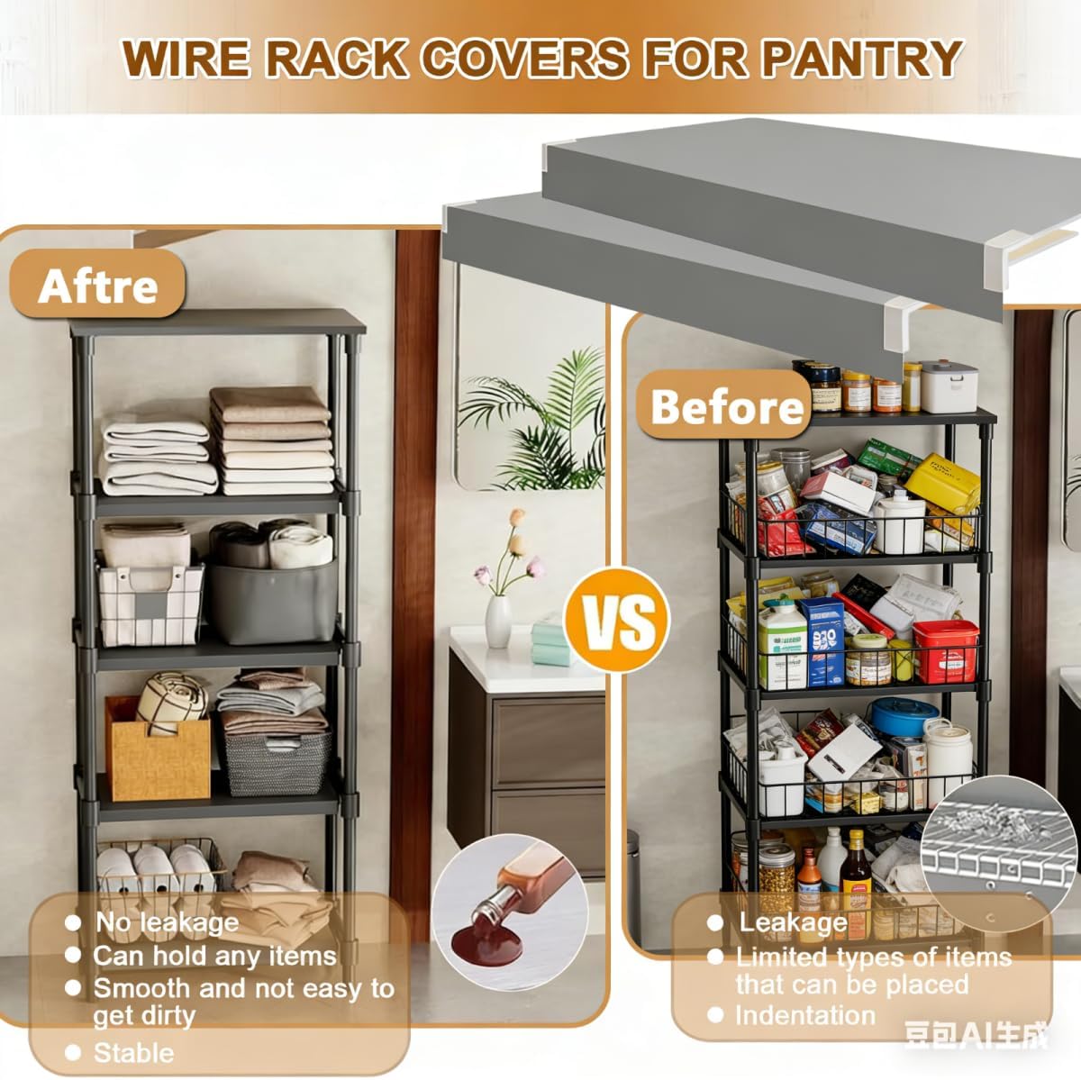 5 Pcs 12"x38" Dark Gray Wire Shelf Covers for Pantry, 3" High Faux Wood Covers for Wire Shelves, PVC Waterproof Moisture Wires Rack Cover - Not Wood, 0.3" Thick Closet Shelf Cover for Wires Shelving