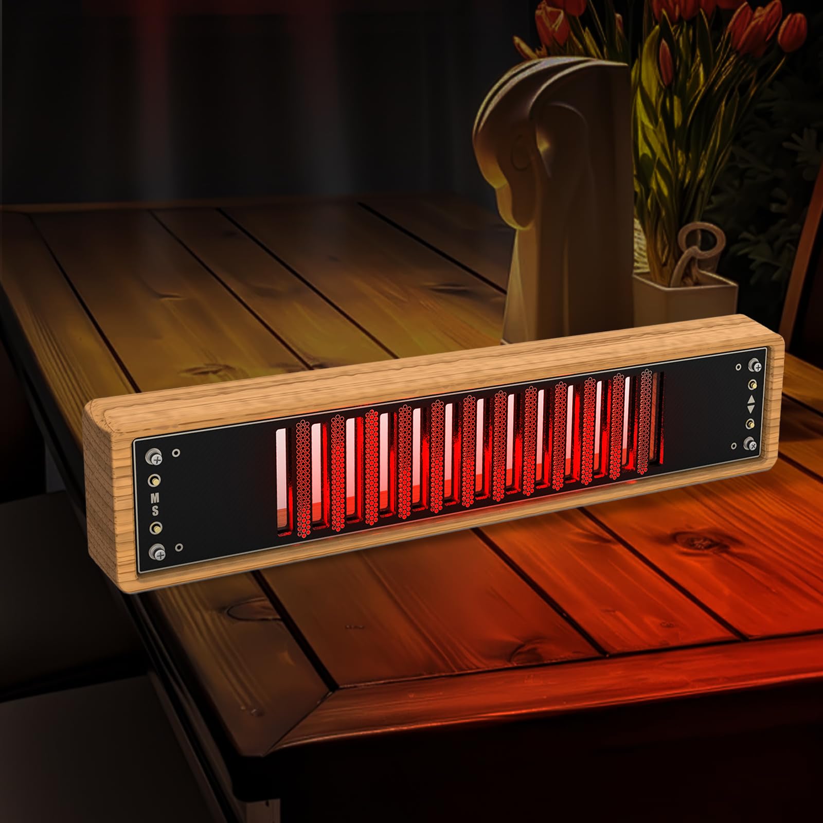 Nixie-Röhren-Spektrum-Rhythmuslicht, Musik-Spektrumlicht Mit 12 Nixie Uhr, Automatische Spektrumlampe Zur Musikerkennung, 30+ Farbmodi Einstellbare Helligkeit, für Innendekoration Partys (A)