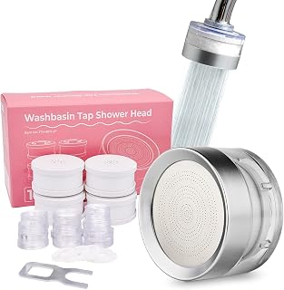Faucet Water Filter for Bathroom Sink-Water Purifier for Faucet Remove 99% Chlorine Heavy Metals and Other Sediments,Hard Water Purifier Reduces Dry Itchy Skin for Adult,Baby,Pet(4 Filters)