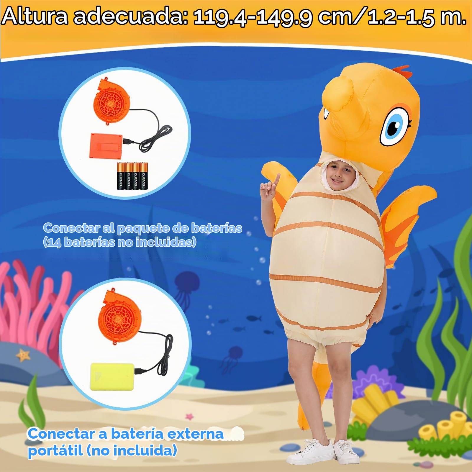 Spinosaurus Disfraz inflable de caballito de mar para niños, disfraz inflable de Navidad, disfraces de animales marinos para Halloween