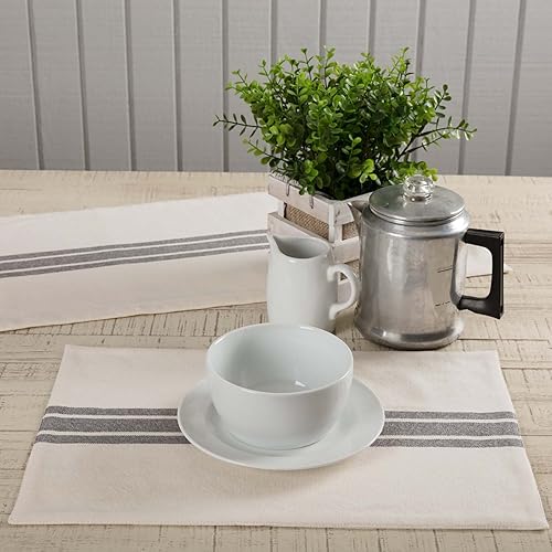 Miniatura 9 de Market Place - Camino de mesa de 36 pulgadas a rayas de grano gris