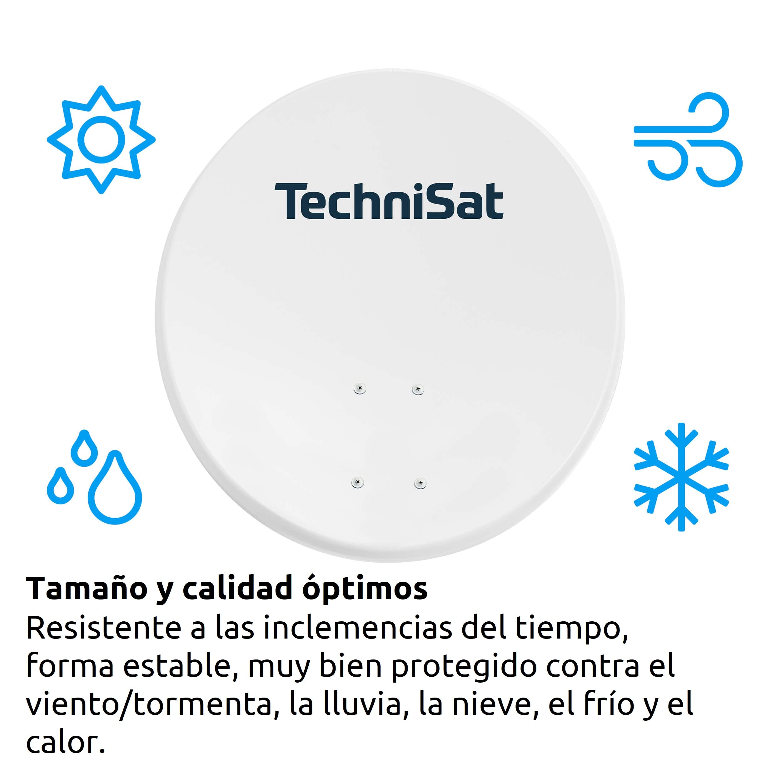 TechniSat TECHNITENNE 60 - Antena parabólica para 2 participantes, Conjunto Completo de Plato satelital Digital de 60 cm, Antena con Soporte para mástil y Receptor Universal-Twin-LNB, Gris Claro