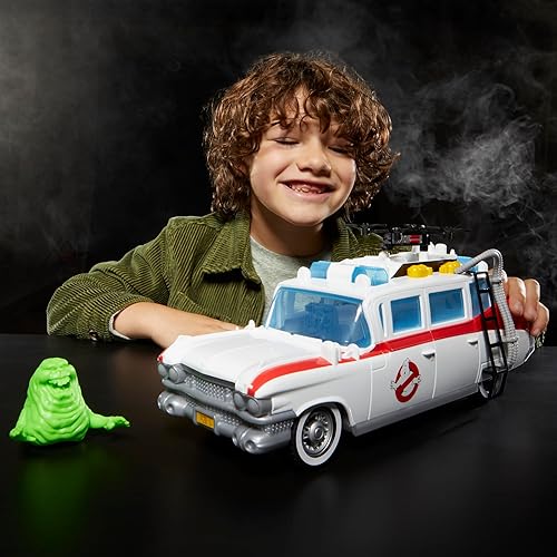 Miniatura 7 de Ghostbusters Track & Trap Ecto-1 Vehículo de juguete con susto cuenta con accesorio Ecto-Stretch Tech Slimer, compatible con juguetes de 5 pulgadas,