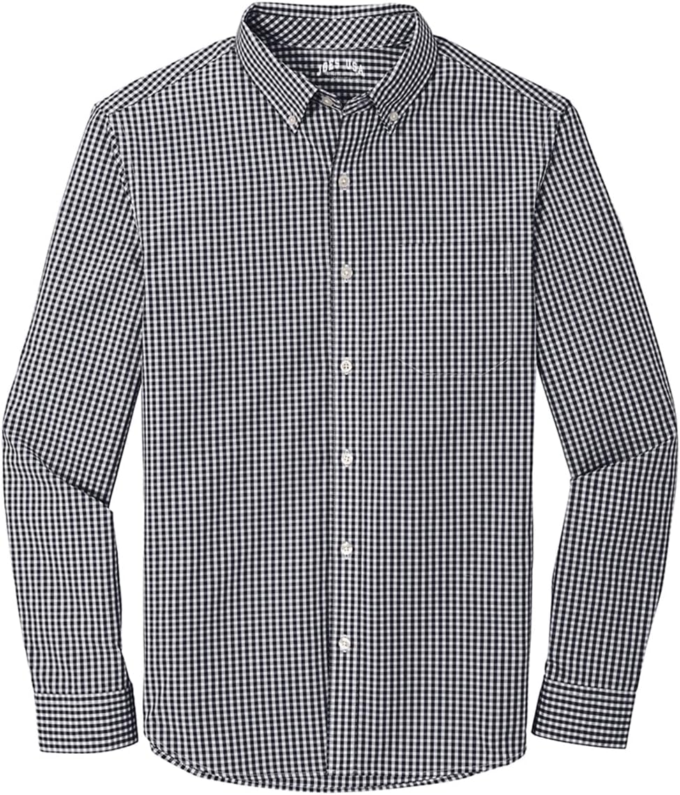 Joe's Men's Broadcloth Gingham Easy Care Shirt in Sizes XS-4XL