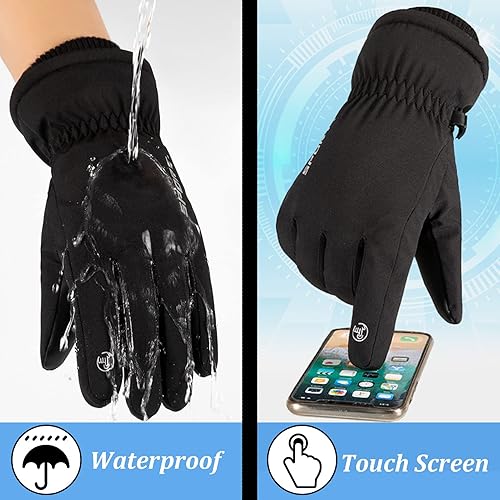 Miniatura 2 de BZGG Guantes de esquí, guantes de nieve impermeables de invierno para hombres y mujeres, resistentes al viento, con pantalla táctil, guantes