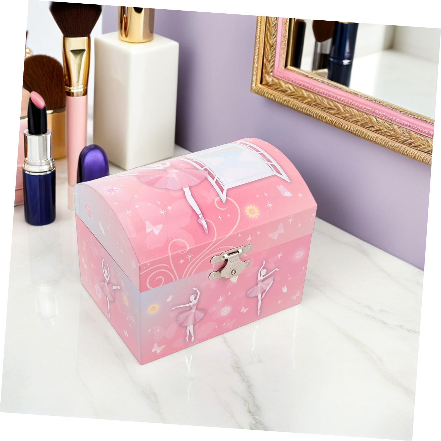 Baluue Caja de Música de Ballet con Espejo Joyero Musical para Niña Decoración Cumpleaños Infantil