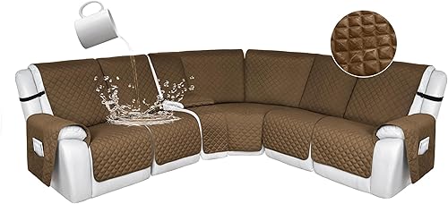 Miniatura 79 de HDCAXKJ 100% Fundas impermeables para sofá seccional reclinable en forma de L, funda de sofá reclinable acolchada lavable, fundas de esquina para