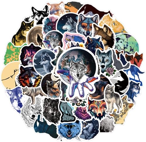 Miniatura 4 de Calcomanías de lobo  110 calcomanías de vinilo de lobo de animales para laptop, botella de agua, taza, bicicleta, equipaje, computadora, teléfono,