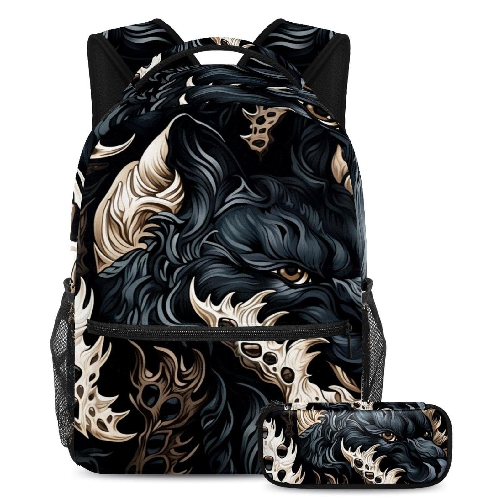 Sac à dos de grande capacité avec trousse à crayons pour ados