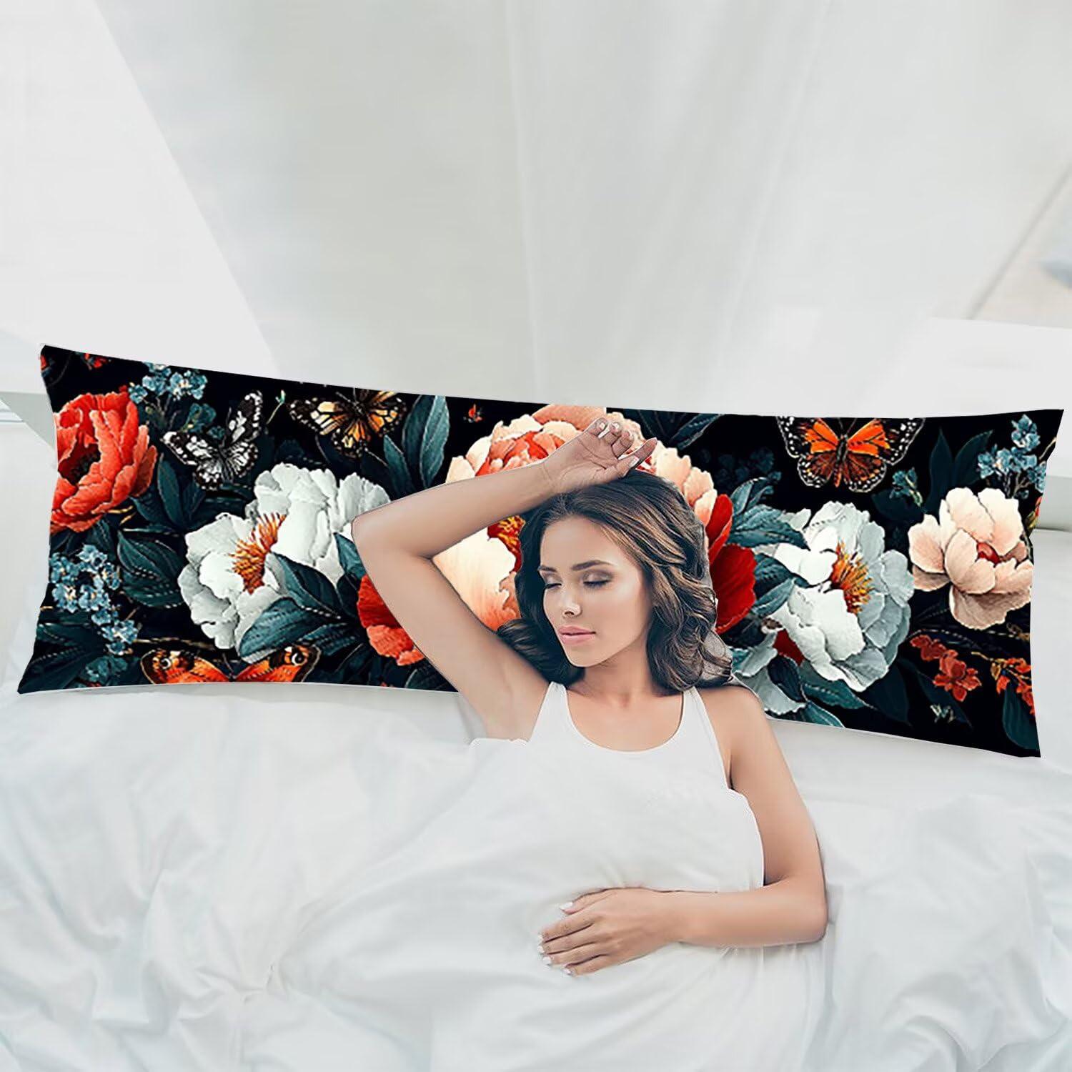 Poduszka na ciało 60 x 180 cm, dekoracyjna poszewka na poduszkę z zamkiem błyskawicznym, na pościel, sofę, długie poszewki na poduszki dla dorosłych, kobiet w ciąży i dziewcząt, poduszka do spania na