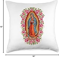 Vista 4 de Virgen María Linda Y Querida Co Nuestra Señora Virgen De Guadalupe Almohada Virgen María, 18.0 x 18.0 in, multicolor
