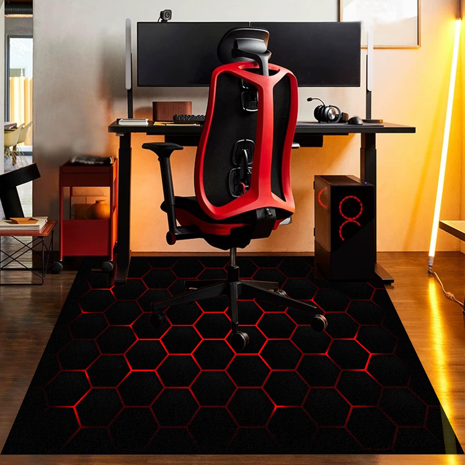 Tapis chaise gaming antidérapant 140x180 anti-bruit pour roulettes de bureau