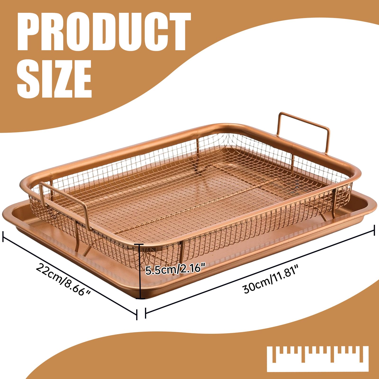 KAILIYA Large Air Fryer Basket with Tray for Oven 11.8