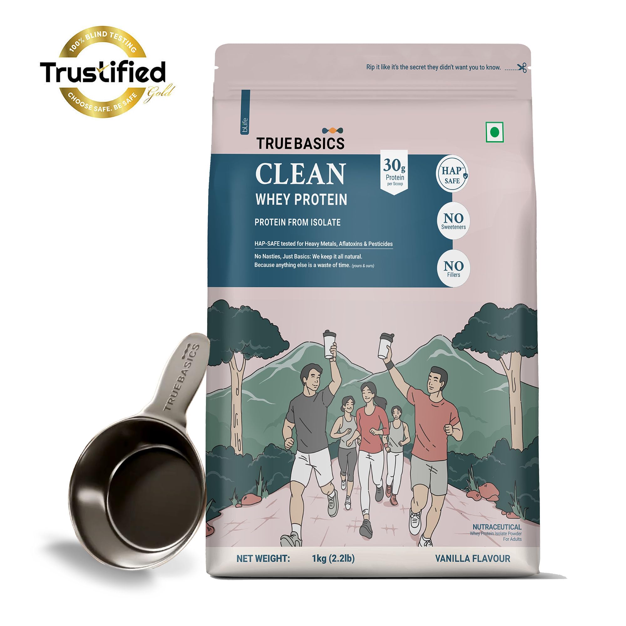 TrueBasics Clean Whey 100% Protein Isolate Powder, Vanilla, 1kg — Amazon image 2