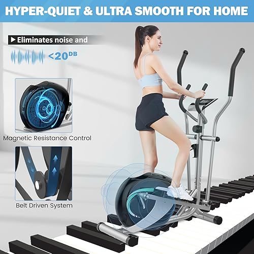 Miniatura 2 de Máquina elíptica, Dripex - Entrenadores elípticos magnéticos para el hogar, entrenamiento cardiovascular hipersilencioso con volante de 13.2 lbs, 8