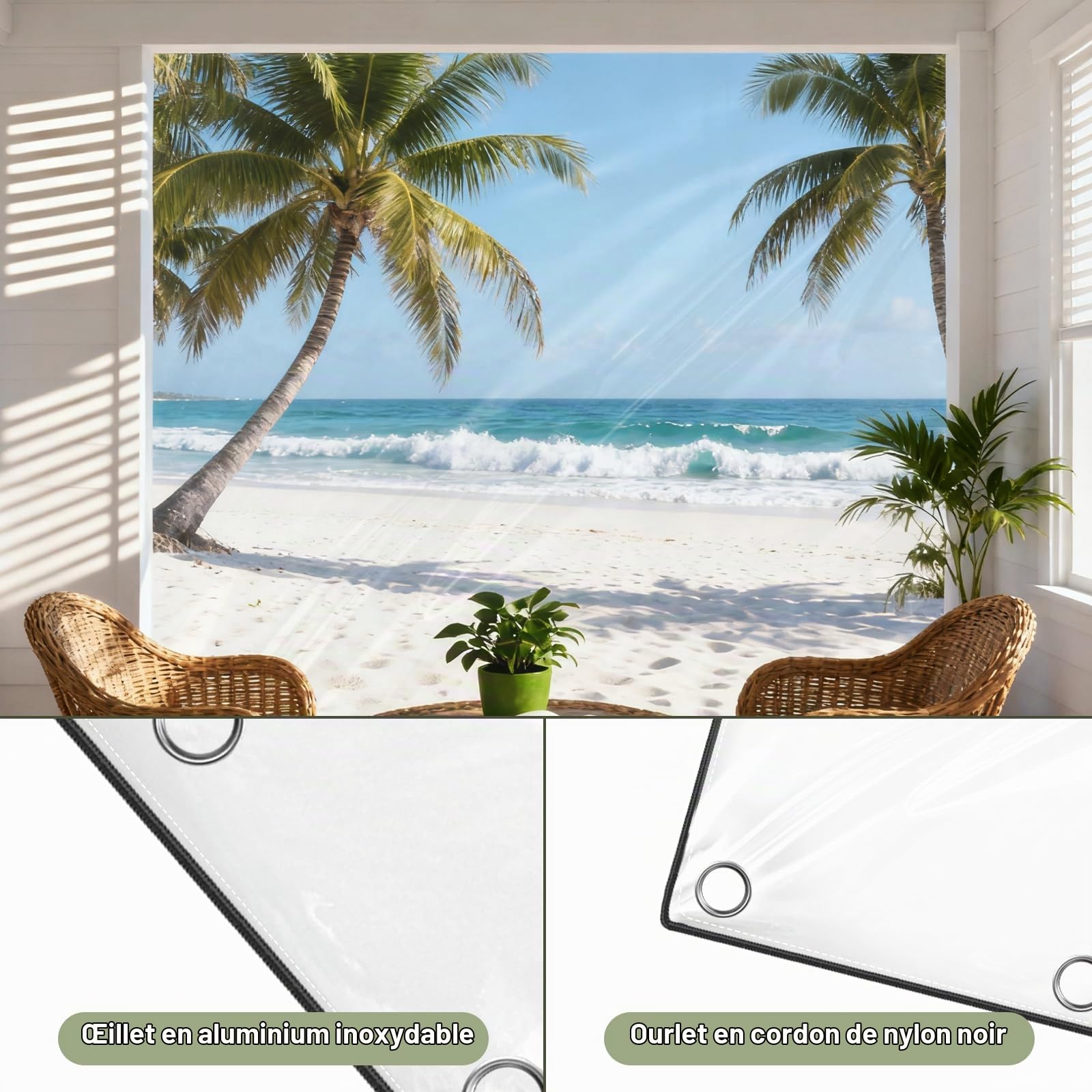 Bâche Transparente avec Oeillets, Bâche Imperméable en PVC, Couverture De Feuille pour Extérieure Plantes Jardin Terrasse Serre Gazebo, Indéchirable, 400g / m²