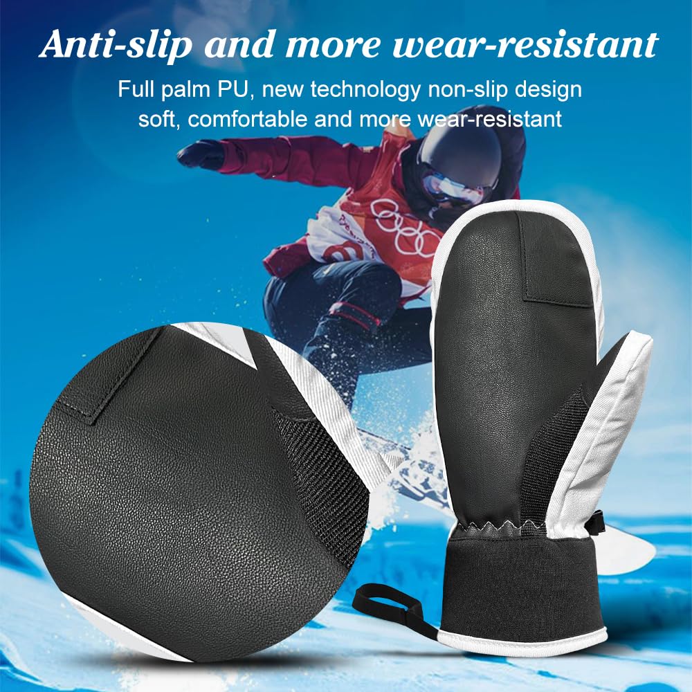 Gants De Ski Hiver Pour Homme Et Femme - Mitaines Épaisses Chaudes, Imperméables Et Respirantes - Pour Sports D'hiver, Running, Snowboard Et Moto