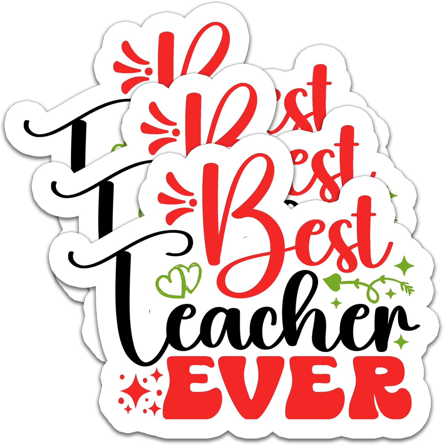 (3Pcs) Best Teacher Ever Sticker, Education Love Teacher Stickers Waterproof Vinyl Decals for Books Laptops Phones Water Bottles Tumblers, Gifts for Teachers, 3 x 2.3 Inch Best Teacher Ever Three Color