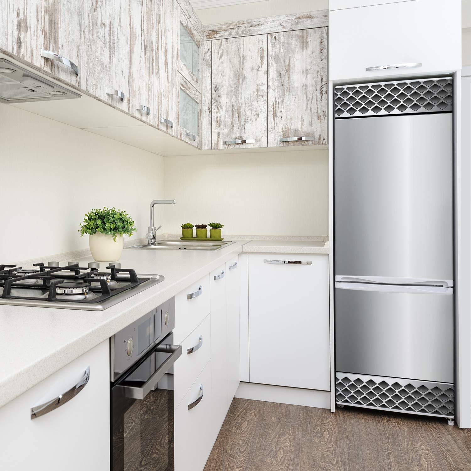Tulup Adesivo Frigo 70x190cm Stickers Copri Frigorifero Porta Cucina - Sfondo Metallico